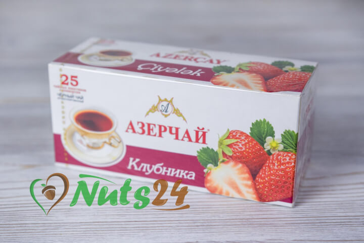 Чай Азерчай чёрный аром. клубника 25 пак.(с конвертом)