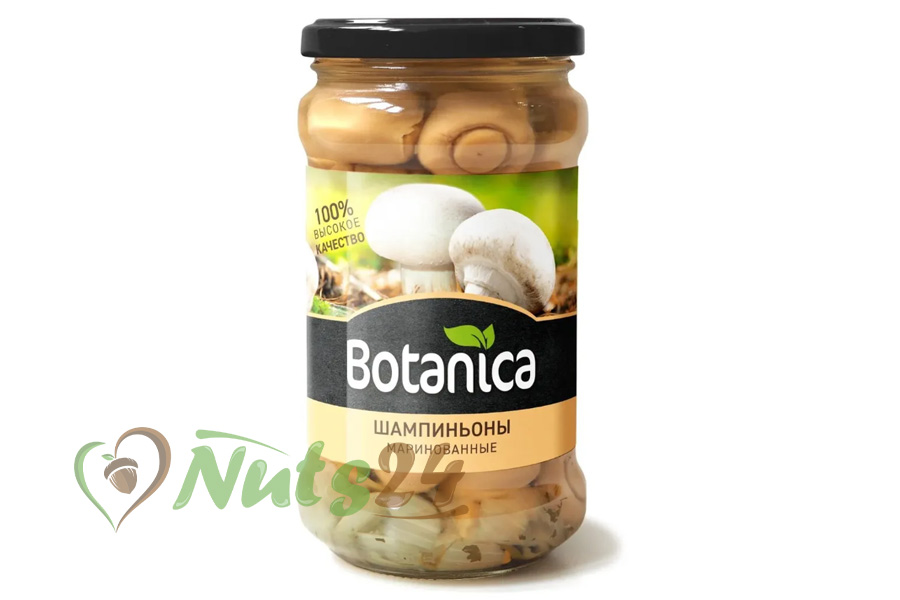 Грибы маринованные шампиньоны целые "Botanica" 580 мл